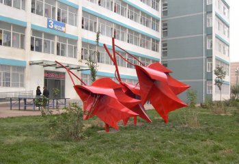 呼和浩特不銹鋼楓葉案例-不銹鋼楓葉雕塑 校園抽象雕塑