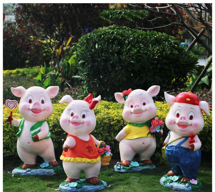 玻璃鋼卡通小豬雕塑-玻璃鋼卡通小豬雕塑 公園卡通動物雕塑