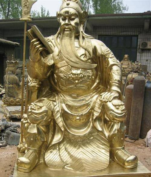 鎏金關公讀春秋銅雕-宗教廟宇關公銅雕 鎏金關公讀春秋銅雕-宗教廟宇關公銅雕高清圖片