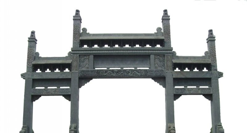 青石三門牌坊石雕-仿古牌坊石雕 青石三門牌坊石雕-仿古牌坊石雕高清圖片