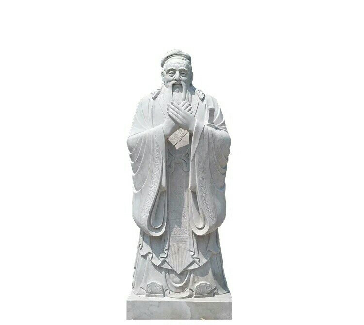 雙手交叉的孔子石雕-漢白玉雙手交叉的孔子雕塑