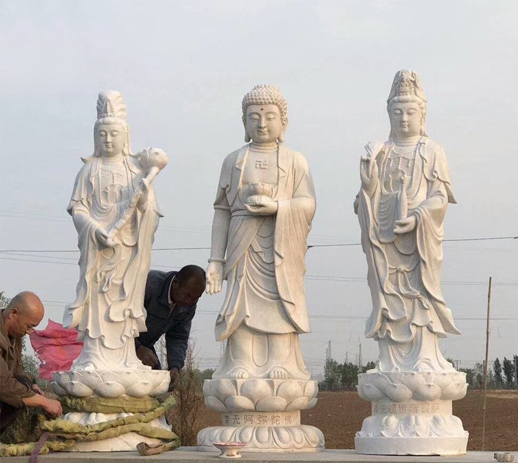 大理石寺廟西方三圣雕塑-宗教廟宇西方三圣石雕 大理石寺廟西方三圣雕塑-宗教廟宇西方三圣石雕