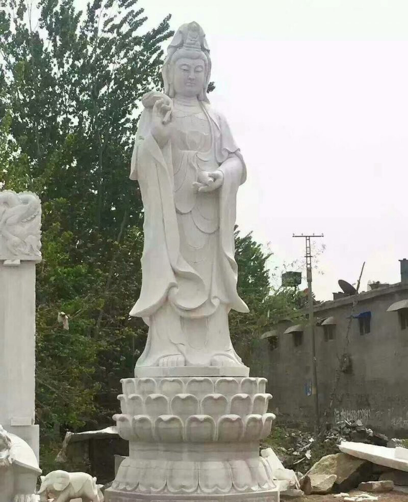 漢白玉灑水觀音雕像-宗教廟宇灑水觀音石雕 漢白玉灑水觀音雕像-宗教廟宇灑水觀音石雕高清圖片