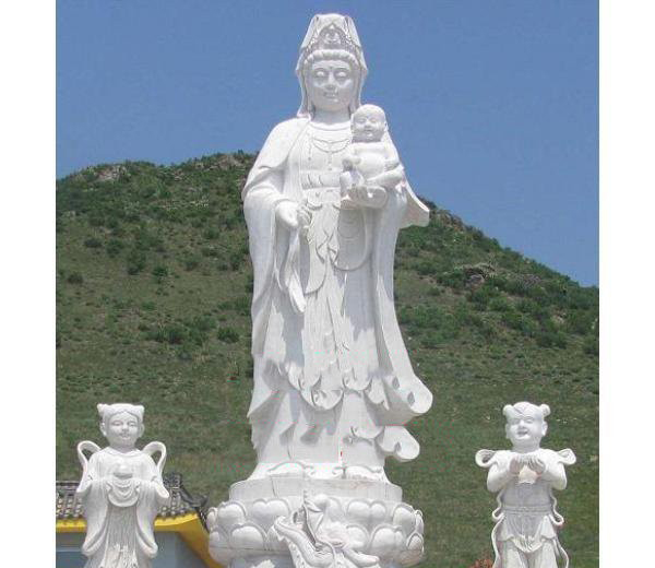 漢白玉送子觀音善財童子龍女雕塑-宗教廟宇送子觀音善財童子龍女雕像 漢白玉送子觀音善財童子龍女雕塑-宗教廟宇送子觀音善財童子龍女雕像