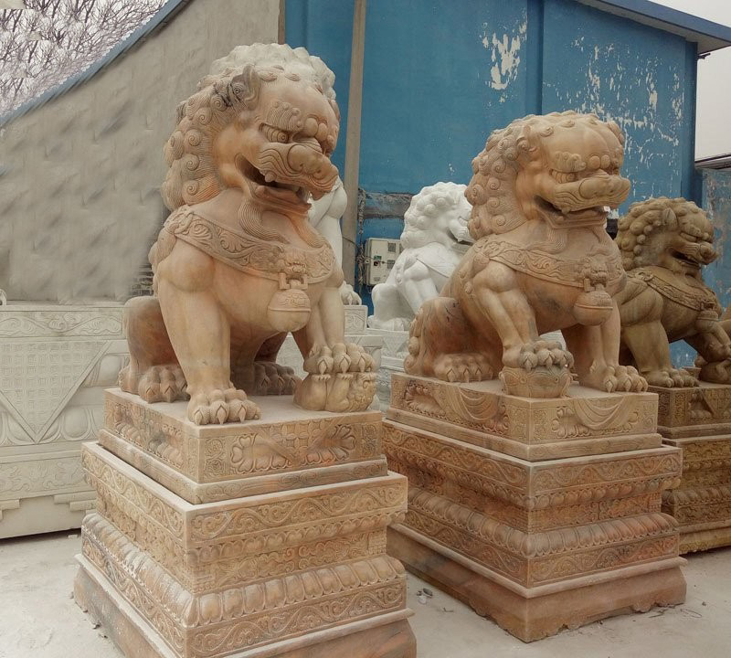 北京獅子石雕-晚霞紅北京獅雕塑 北京獅子石雕-晚霞紅北京獅雕塑