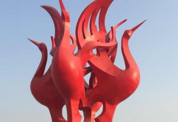 城市大型抽象仙鶴雕塑-城市不銹鋼大型仙鶴雕塑