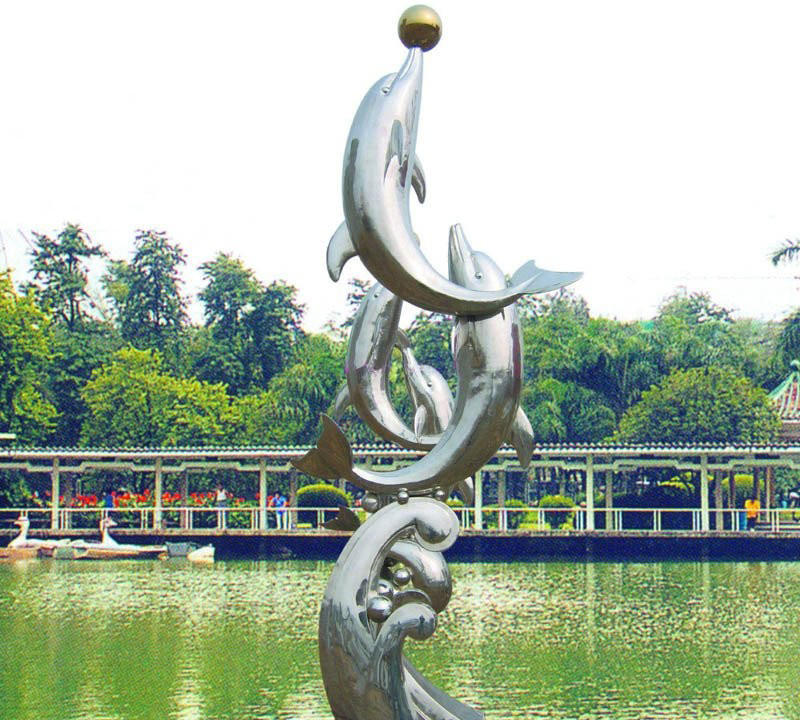 不銹鋼公園海浪和頂球海豚-不銹鋼海浪頂球海豚 不銹鋼公園海浪和頂球海豚-不銹鋼海浪頂球海豚高清圖片