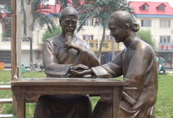 銅雕古代中醫診脈-銅雕中醫診脈