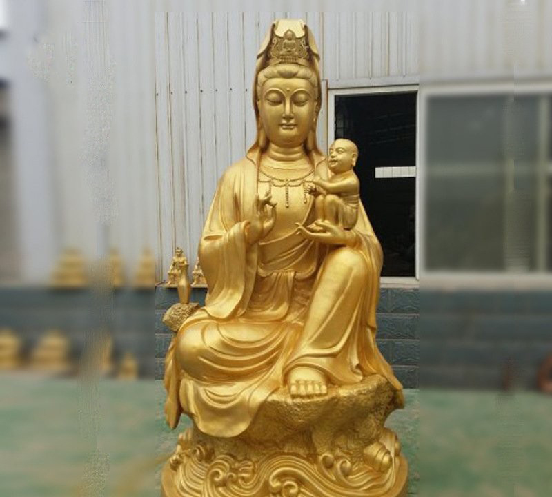 銅雕宗教廟宇送子觀音-寺廟佛堂送子觀音銅雕 銅雕宗教廟宇送子觀音-寺廟佛堂送子觀音銅雕高清圖片