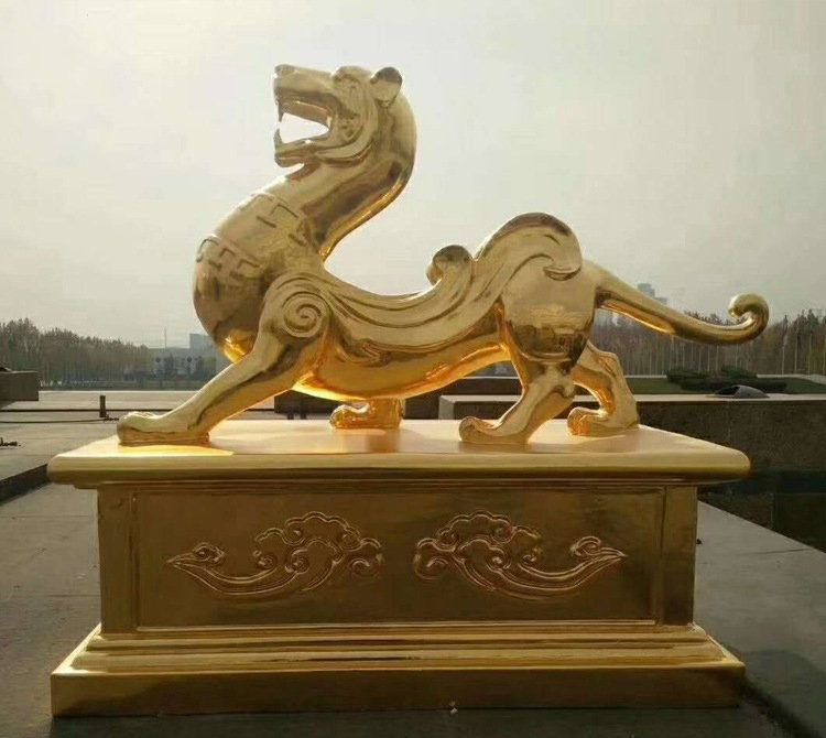 貼金古代神獸青龍雕塑-古代四大神獸青龍銅雕 貼金古代神獸青龍雕塑-古代四大神獸青龍銅雕高清圖片