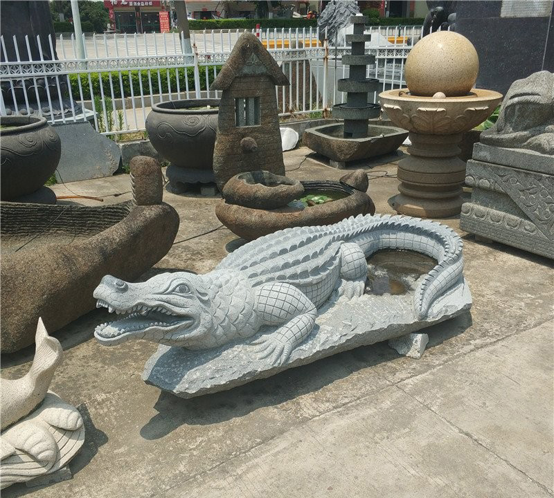 大理石動物鱷魚雕塑-公園鱷魚石雕 大理石動物鱷魚雕塑-公園鱷魚石雕