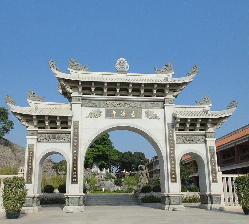 石雕寺廟三門牌坊-寺廟三門牌坊石雕 石雕寺廟三門牌坊-寺廟三門牌坊石雕高清圖片
