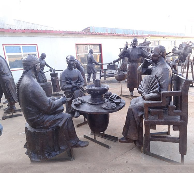 銅雕吃火鍋人物-古代人物吃火鍋民俗人物銅雕 銅雕吃火鍋人物-古代人物吃火鍋民俗人物銅雕高清圖片