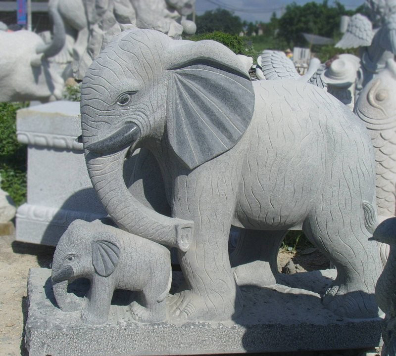公園大理石大象雕塑-公園母子大象石雕 公園大理石大象雕塑-公園母子大象石雕高清圖片