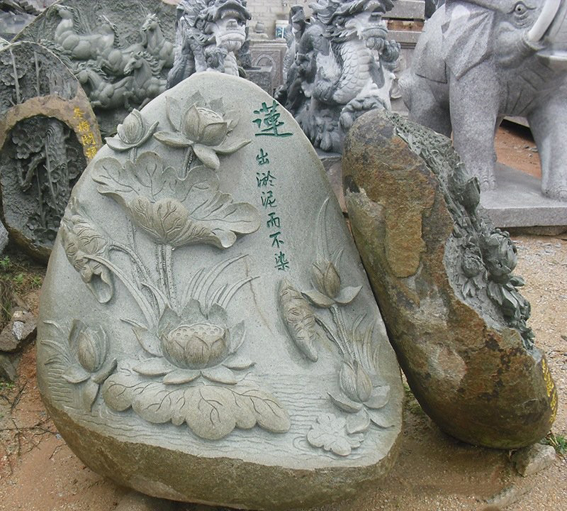 公園蓮花浮雕-大理石公園蓮花浮雕高清圖片