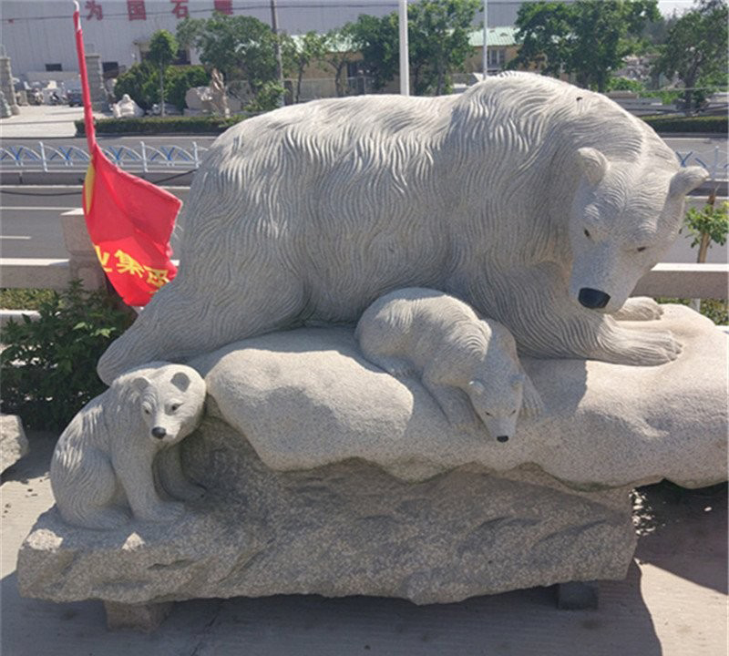公園北極熊母子石雕-石雕公園動物北極熊 公園北極熊母子石雕-石雕公園動物北極熊高清圖片