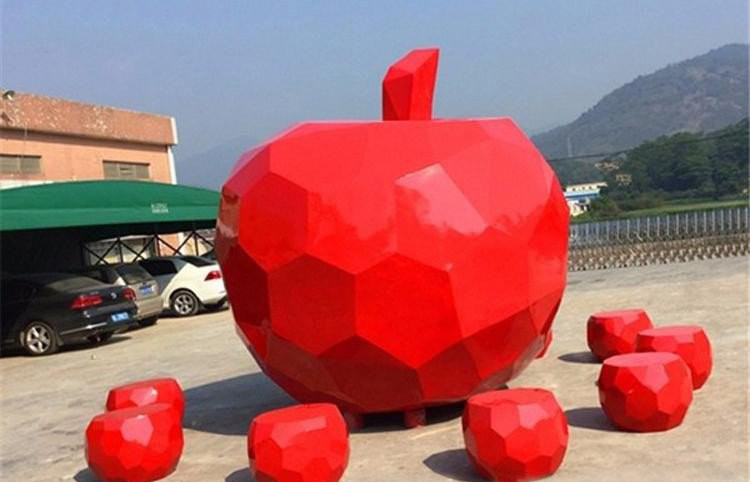不銹鋼噴漆幾何蘋果雕塑-不銹鋼公園噴漆幾何蘋果雕塑 不銹鋼噴漆幾何蘋果雕塑-不銹鋼公園噴漆幾何蘋果雕塑高清圖片