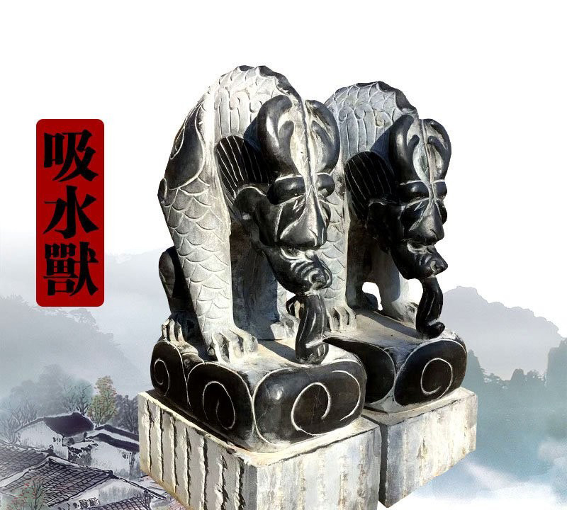 鎮宅招財吸水獸石雕-青石吸水獸雕塑 鎮宅招財吸水獸石雕-青石吸水獸雕塑高清圖片