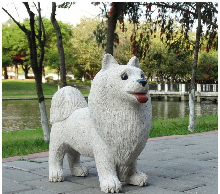 薩摩耶犬石雕狗-薩摩耶狗石雕 薩摩耶犬石雕狗-薩摩耶狗石雕