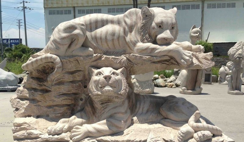 石雕老虎公園動物雕塑-公園老虎石雕 石雕老虎公園動物雕塑-公園老虎石雕高清圖片