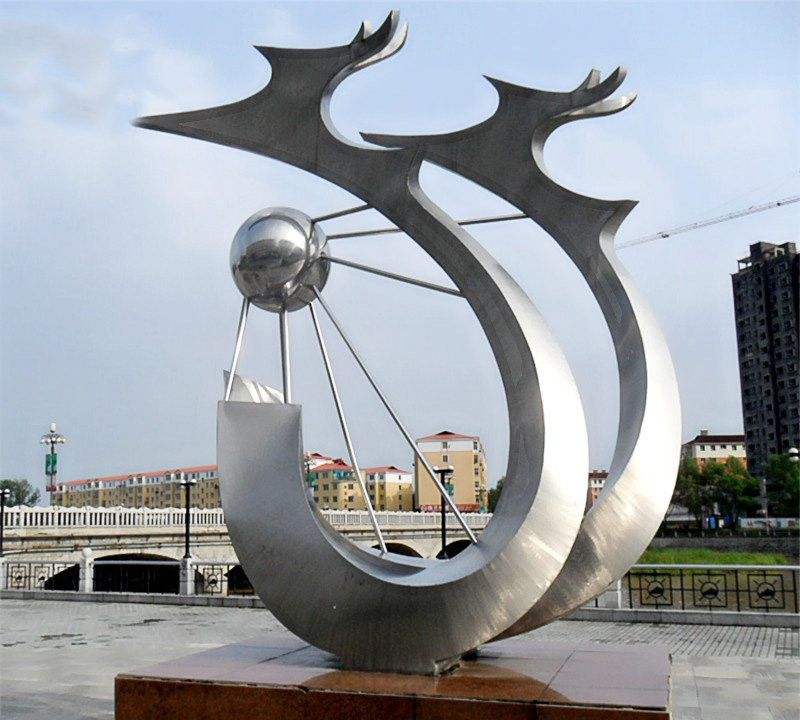 城市抽象不銹鋼雙龍戲珠雕塑-不銹鋼抽象雙龍戲珠雕塑 城市抽象不銹鋼雙龍戲珠雕塑-不銹鋼抽象雙龍戲珠雕塑高清圖片