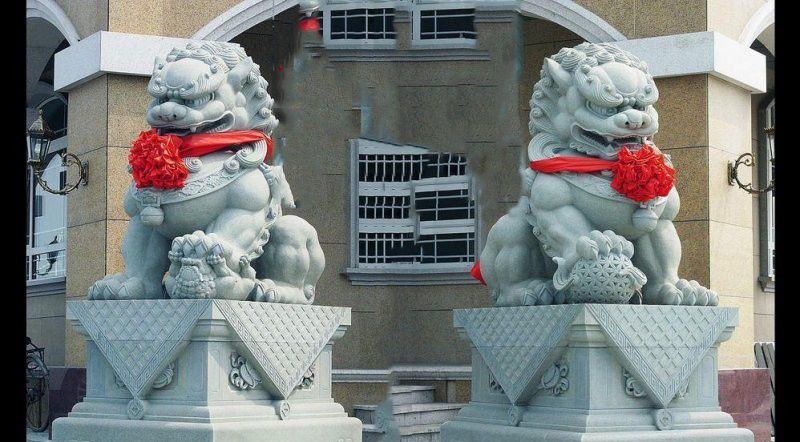 門口北京獅石雕-大理石踩球獅子 門口北京獅石雕-大理石踩球獅子