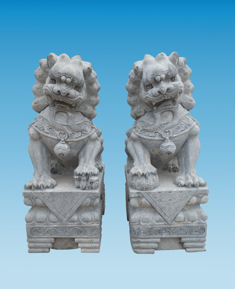 大理石鎮宅獅子石雕-門口用石雕獅子 大理石鎮宅獅子石雕-門口用石雕獅子高清圖片