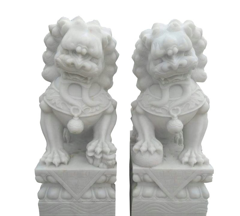 漢白玉看門獅子雕塑-成品漢白玉獅子石雕 漢白玉看門獅子雕塑-成品漢白玉獅子石雕高清圖片