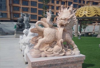 傳統石雕麒麟-噴水的麒麟石雕