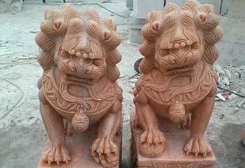晚霞紅傳統獅子石雕-晚霞紅傳統石獅子