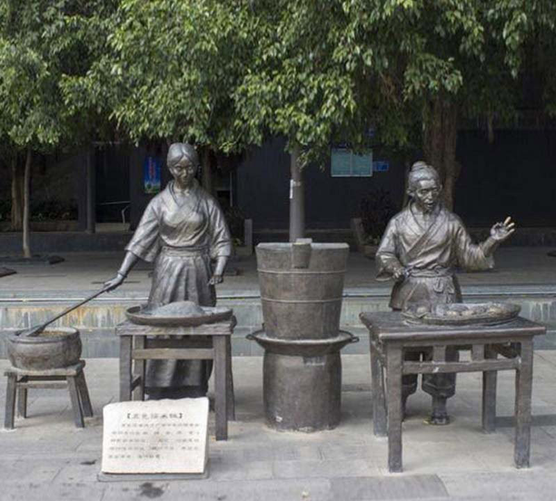 銅雕古代賣小吃人物-古代賣小吃的民俗人物銅雕 銅雕古代賣小吃人物-古代賣小吃的民俗人物銅雕高清圖片