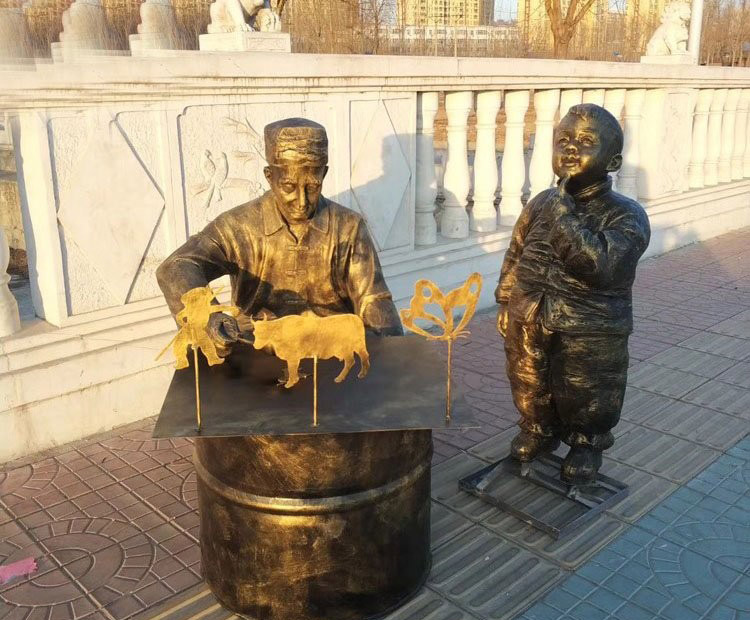 銅雕畫糖人的人物-民俗人物畫糖人銅雕 銅雕畫糖人的人物-民俗人物畫糖人銅雕高清圖片