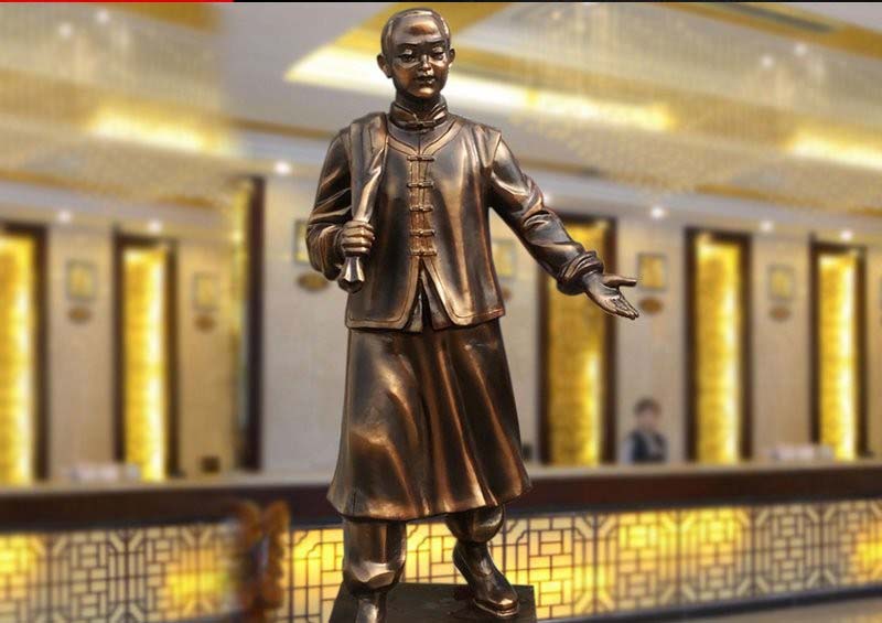 銅雕迎賓人物店小二-迎賓人物店小二銅雕 銅雕迎賓人物店小二-迎賓人物店小二銅雕高清圖片