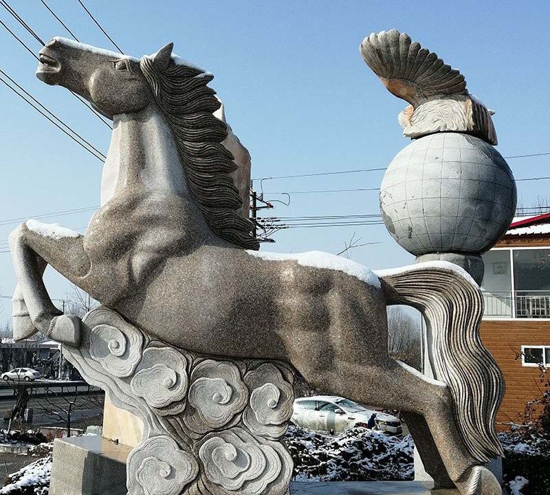 石雕祥云奔馬-石雕奔馬大理石動物雕塑 石雕祥云奔馬-石雕奔馬大理石動物雕塑高清圖片