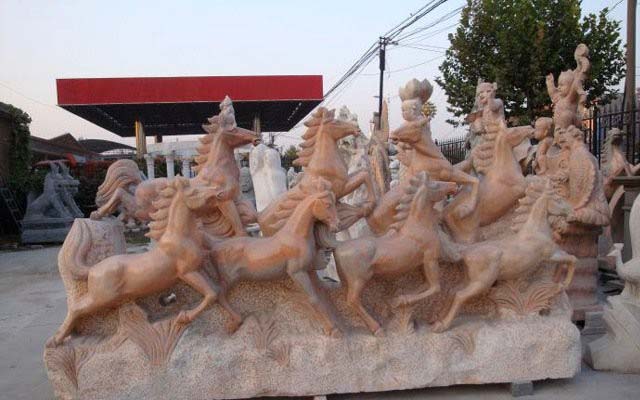 八匹馬石雕-八駿圖石雕晚霞紅動物雕塑 八匹馬石雕-八駿圖石雕晚霞紅動物雕塑