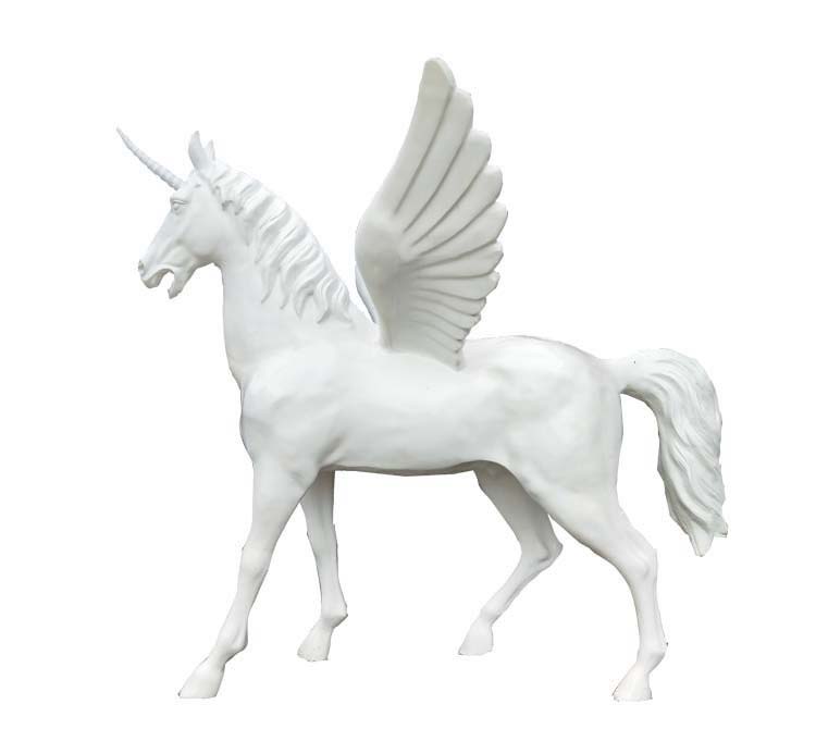 玻璃鋼白色飛馬雕塑-玻璃鋼獨角獸白色飛馬雕塑
