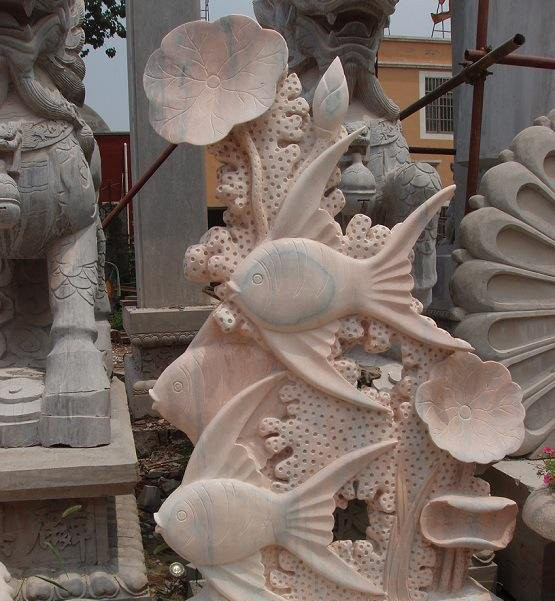 石雕荷花鯉魚-公園荷花鯉魚石雕 石雕荷花鯉魚-公園荷花鯉魚石雕高清圖片