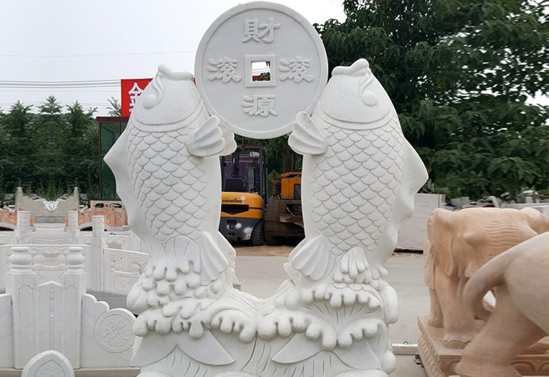 財源滾滾石雕魚-漢白玉財源滾滾石雕魚 財源滾滾石雕魚-漢白玉財源滾滾石雕魚高清圖片