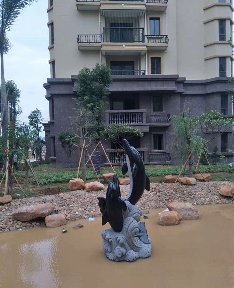 石雕海豚動物雕塑-小區動物海豚石雕 石雕海豚動物雕塑-小區動物海豚石雕高清圖片