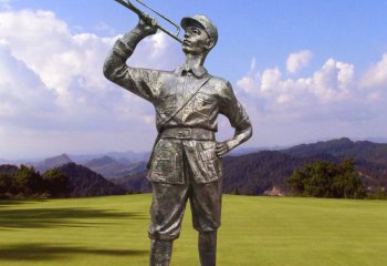 鑄銅解放軍人物雕塑-鑄銅解放軍人物雕塑，銅雕解放軍人物雕塑