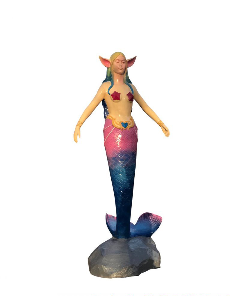 玻璃鋼卡通美人魚雕塑-玻璃鋼卡通美人魚雕塑，卡通美人魚玻璃鋼雕塑 高清圖片