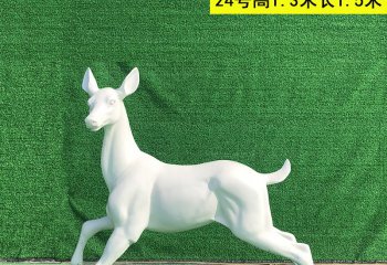 玻璃鋼無角鹿雕塑-玻璃鋼無角鹿雕塑，玻璃鋼鹿動物雕塑  