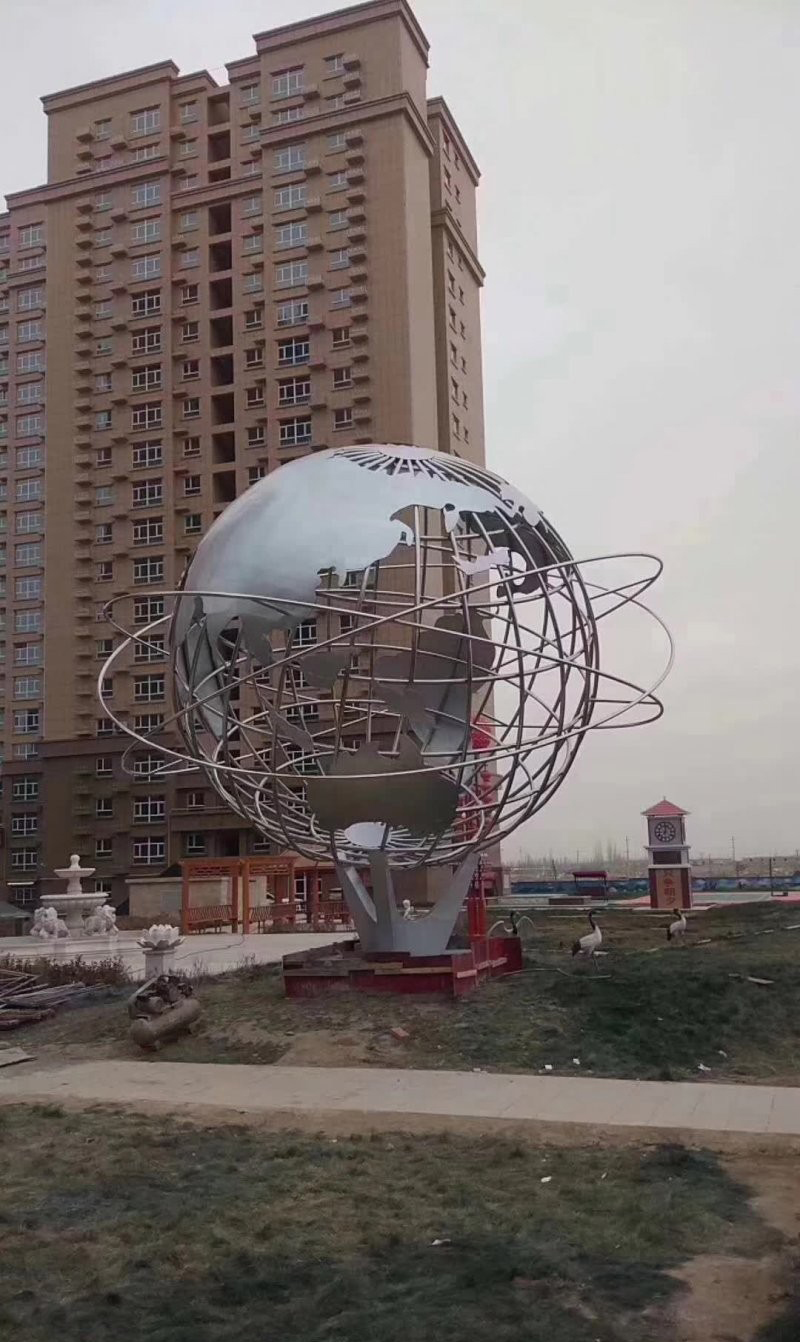 校園大型不銹鋼地球儀雕塑-校園大型地球儀雕塑 不銹鋼地球儀雕塑 校園大型不銹鋼地球儀雕塑-校園大型地球儀雕塑 不銹鋼地球儀雕塑高清圖片