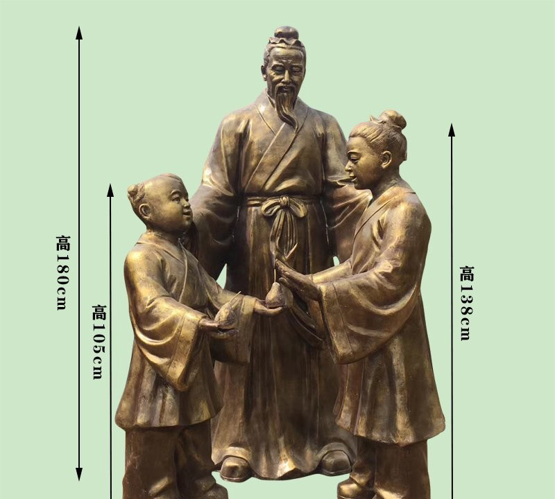 校園古代典故人物孔融讓梨銅雕-校園典故人物銅雕 孔融讓梨銅雕高清圖片