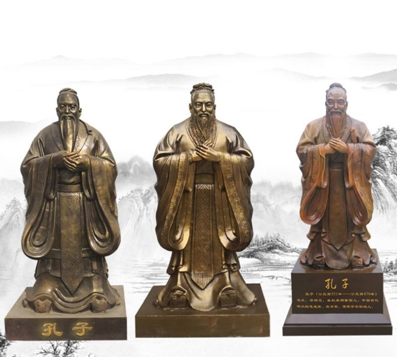 學校銅雕孔子行教像-學?？鬃有薪滔?銅雕孔子