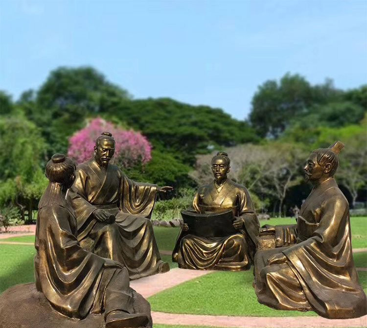 銅雕校園荀子講學-銅雕校園荀子 校園荀子講學雕塑 銅雕校園荀子講學-銅雕校園荀子 校園荀子講學雕塑高清圖片