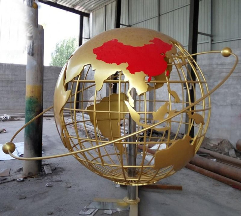 校園不銹鋼噴漆金色地球儀雕塑-校園不銹鋼地球儀雕塑 不銹鋼噴漆地球儀雕塑 校園不銹鋼噴漆金色地球儀雕塑-校園不銹鋼地球儀雕塑 不銹鋼噴漆地球儀雕塑高清圖片