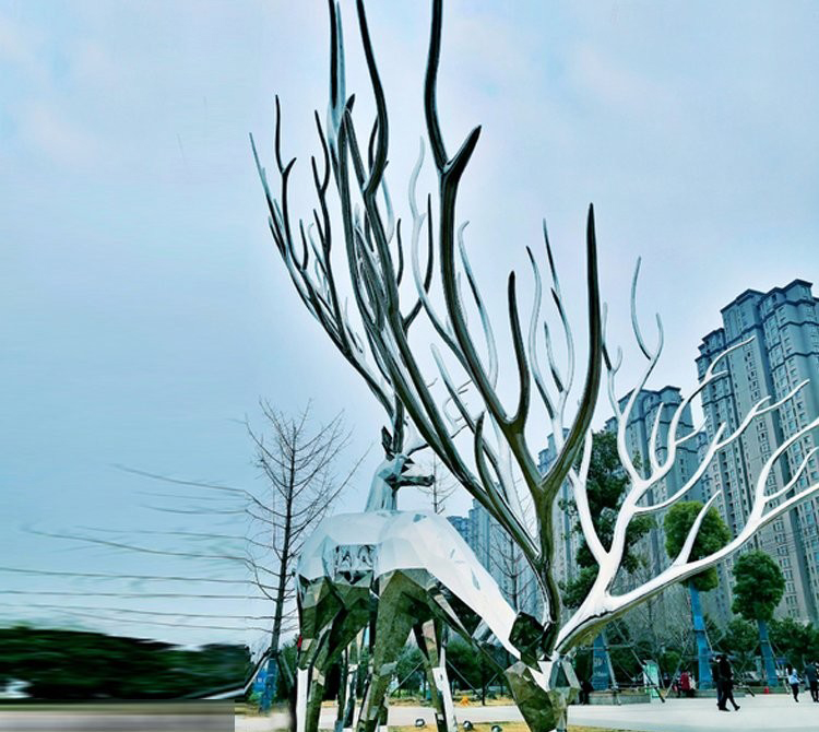 不銹鋼大型鏡面幾何梅花鹿雕塑-不銹鋼鏡面梅花鹿雕塑 大型不銹鋼幾何梅花鹿雕塑 不銹鋼大型鏡面幾何梅花鹿雕塑-不銹鋼鏡面梅花鹿雕塑 大型不銹鋼幾何梅花鹿雕塑