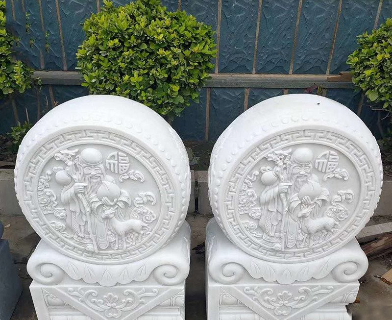 漢白玉老壽星石門墩-漢白玉門墩 老壽星石門墩 漢白玉老壽星石門墩-漢白玉門墩 老壽星石門墩高清圖片
