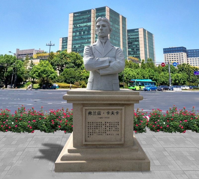 西方作家卡夫卡半身像石雕-西方作家石雕 卡夫卡半身像石雕 西方作家卡夫卡半身像石雕-西方作家石雕 卡夫卡半身像石雕高清圖片